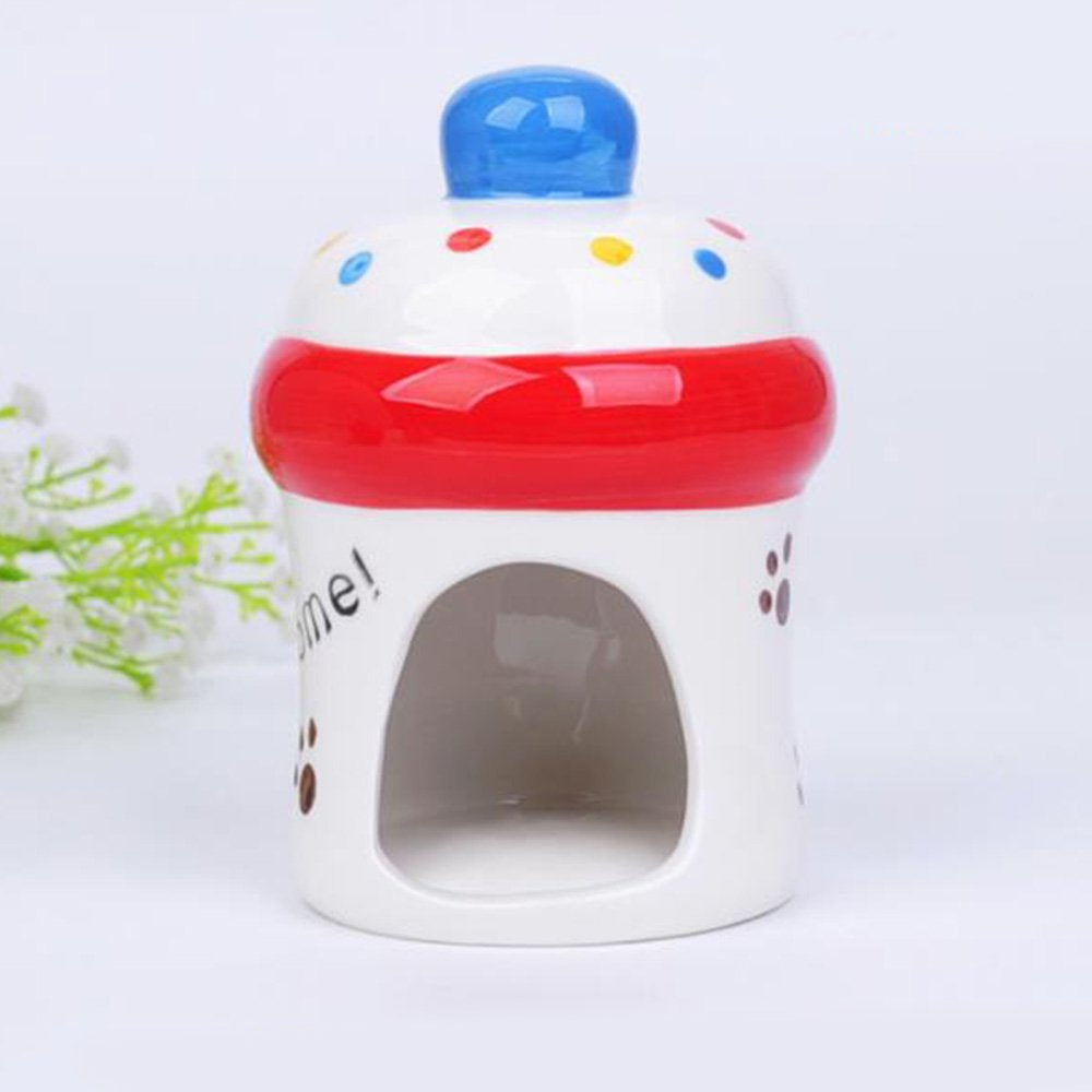 Ceramic Cartoon Strawberry Shape Hamster House Home Summer Cool Small Animal Pet Nesting Habitat Cage Accessories