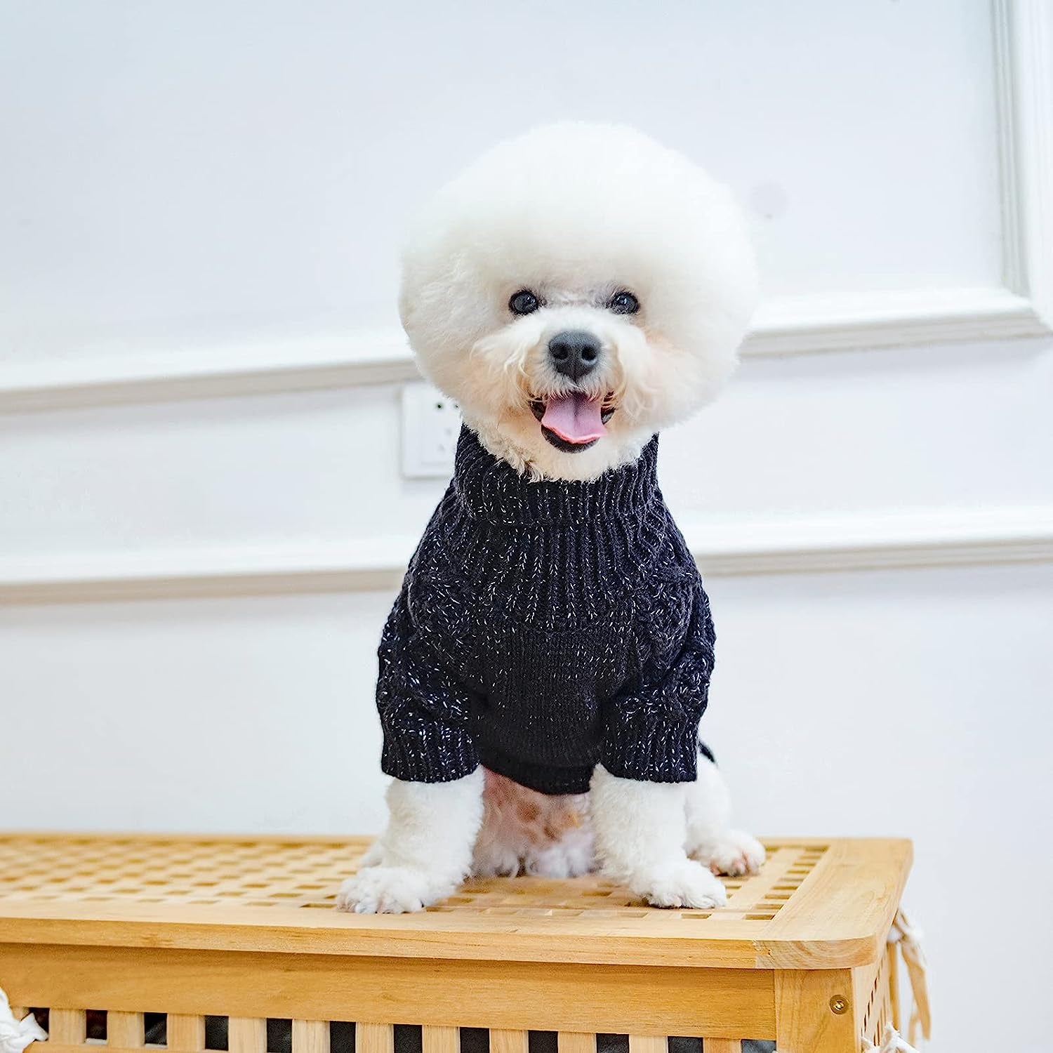 SCENEREAL Dog Sweater with Leash Hole - Cable Knit Turtleneck Dog Sweaters for Small Medium Dog Puppy - Dog Cold Weather Coats Sweatshirts for Fall Winter to Keep Warm Animals & Pet Supplies > Pet Supplies > Dog Supplies > Dog Apparel SCENEREAL   