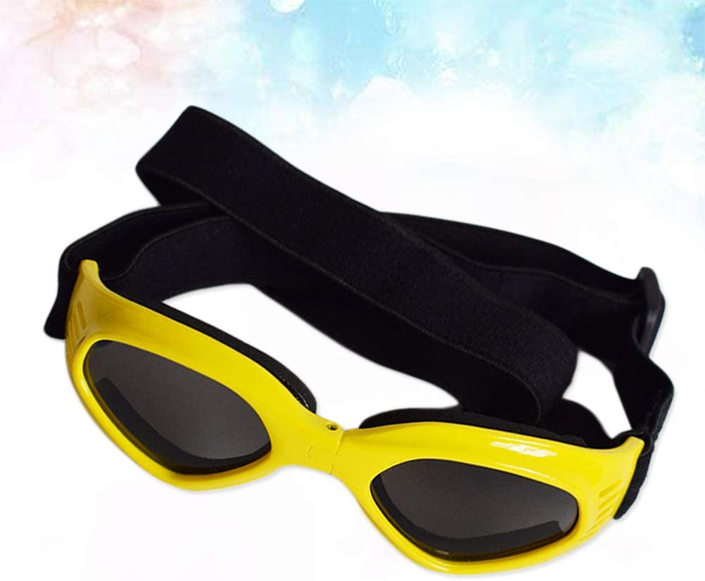 POPETPOP Fashion Pet Sunglasses, Foldable Puppy UV Protective Windproof Sunglasses, Cats Dogs Eyewear Protection with Adjustable Strap (Yellow) Animals & Pet Supplies > Pet Supplies > Dog Supplies > Dog Apparel POPETPOP   