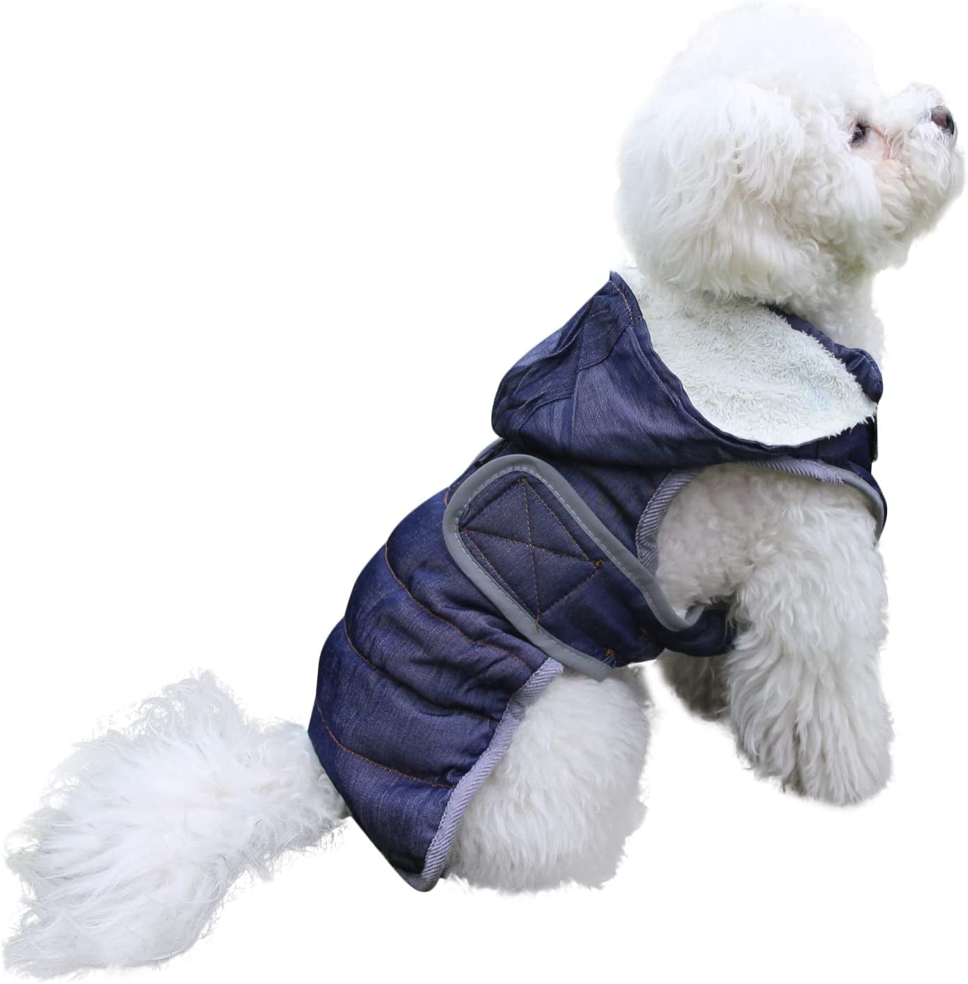 Joydaog Fleece Dog Hoodie for Medium Dogs Warm Puppy Jacket for Cold Winter Waterproof Dog Coats with Hood,Grey L Animals & Pet Supplies > Pet Supplies > Dog Supplies > Dog Apparel Qingwanke Dark Denim X-Small (Pack of 1) 