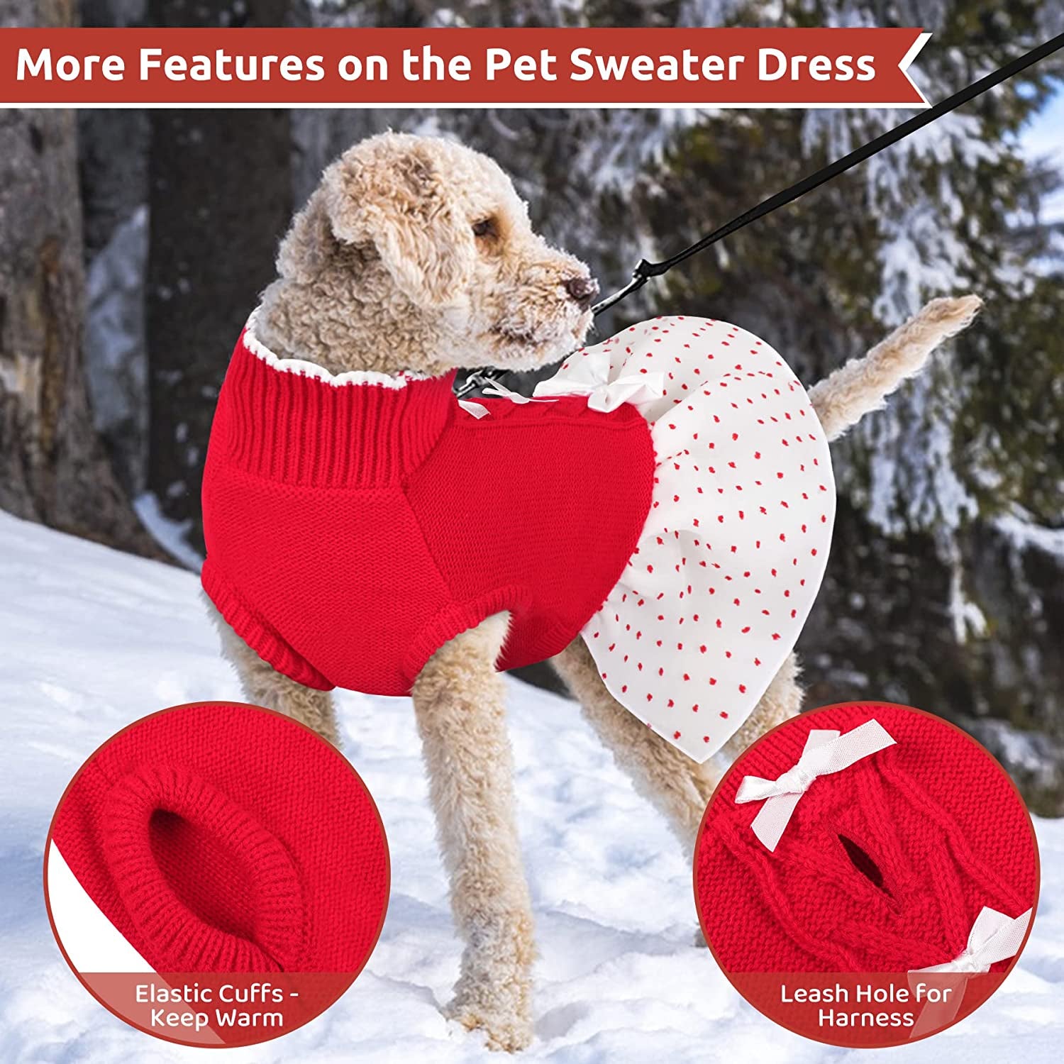 MIGOHI Dog Christmas Sweater Dress, Small Dog Winter Sweaters Puppy Coats with Leash Hole, Turtleneck Dog Pullover Valentine'S Day Knitwear Pet Fall Vest with Heart Pattern for Small Medium Dogs Animals & Pet Supplies > Pet Supplies > Dog Supplies > Dog Apparel MIGOHI   