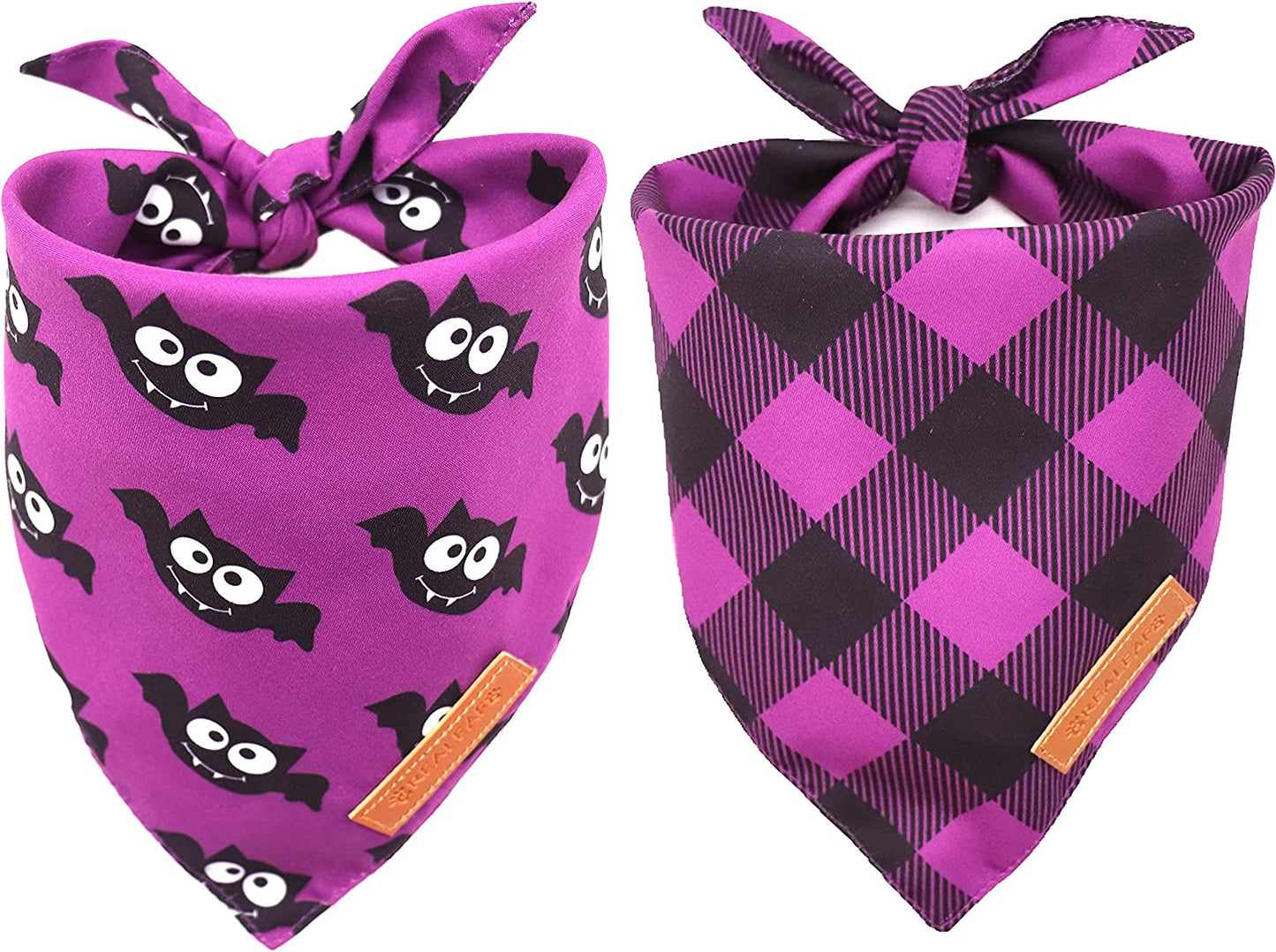 Realeaf Easter Dog Bandanas 2 Pack, Triangle Reversible Pet Scarf for Boy and Girl, Premium Durable Fabric, Multiple Sizes Offered, Bandana for Small Medium Large and Extra Large Dogs (Large) Animals & Pet Supplies > Pet Supplies > Dog Supplies > Dog Apparel Realeaf Halloween 1 Large 