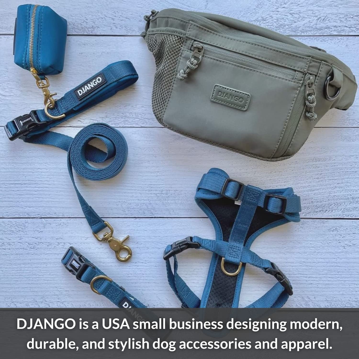 DJANGO Dog Carrier Bag - Waxed Canvas and Leather Soft-Sided Pet Travel Tote with Bag-To-Harness Safety Tether & Secure Zipper Pockets (Medium, Navy Blue) Animals & Pet Supplies > Pet Supplies > Dog Supplies > Dog Apparel DJANGO   