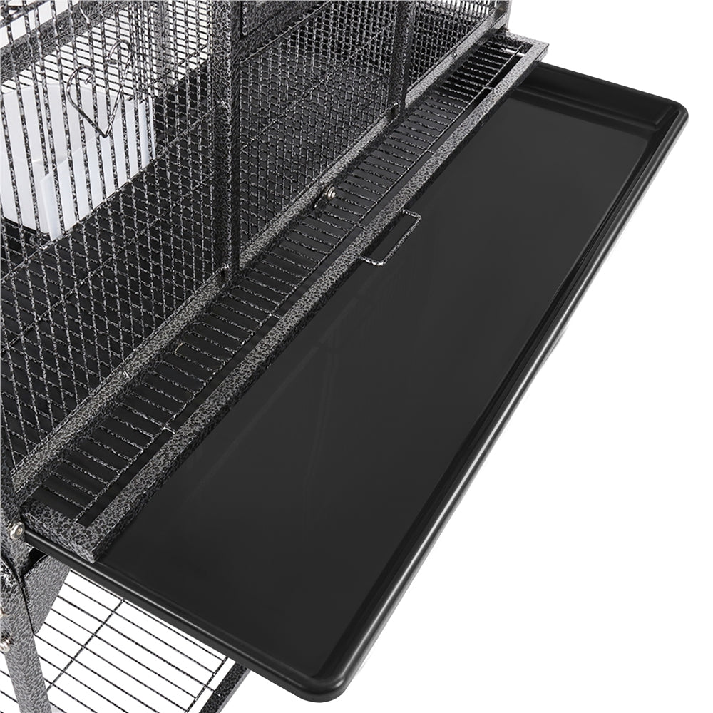 Topeakmart 63''H Large Rolling Metal Parrot Cage with Detachable Stand Bird Cage for Conures Parakeets Cockatiels, Black Animals & Pet Supplies > Pet Supplies > Bird Supplies > Bird Cages & Stands Topeakmart   