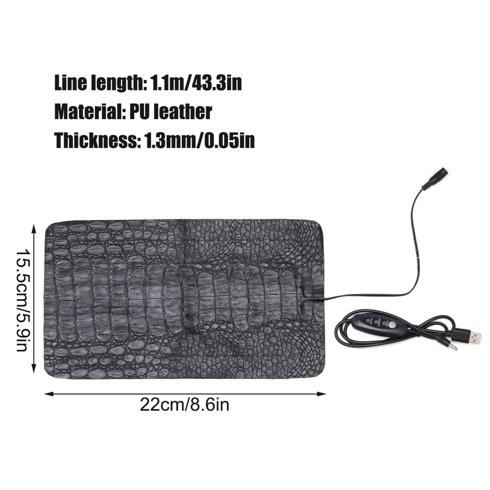 USB Reptile Leather Heating Pad, Bending Resistant Constant Temperature Heating Pad for Reptiles Tortoise Snakes Lizard Gecko Hermit Crab Turtle Amphibians  YIYING   