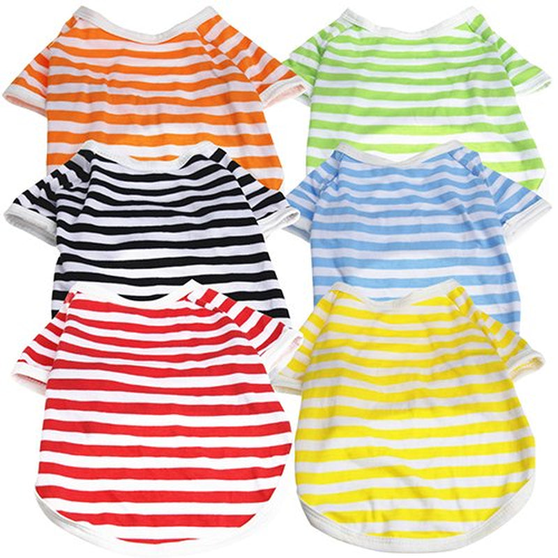 Cheers.Us Dog Shirts Pet Clothes Striped Clothing Dog Cat Strip Style Casual Apparel Clothes Vest T Shirt, Doggy Breathable Shirts for Small Medium Large Dogs Kitten Boy and Girl Animals & Pet Supplies > Pet Supplies > Cat Supplies > Cat Apparel Cheers.US   