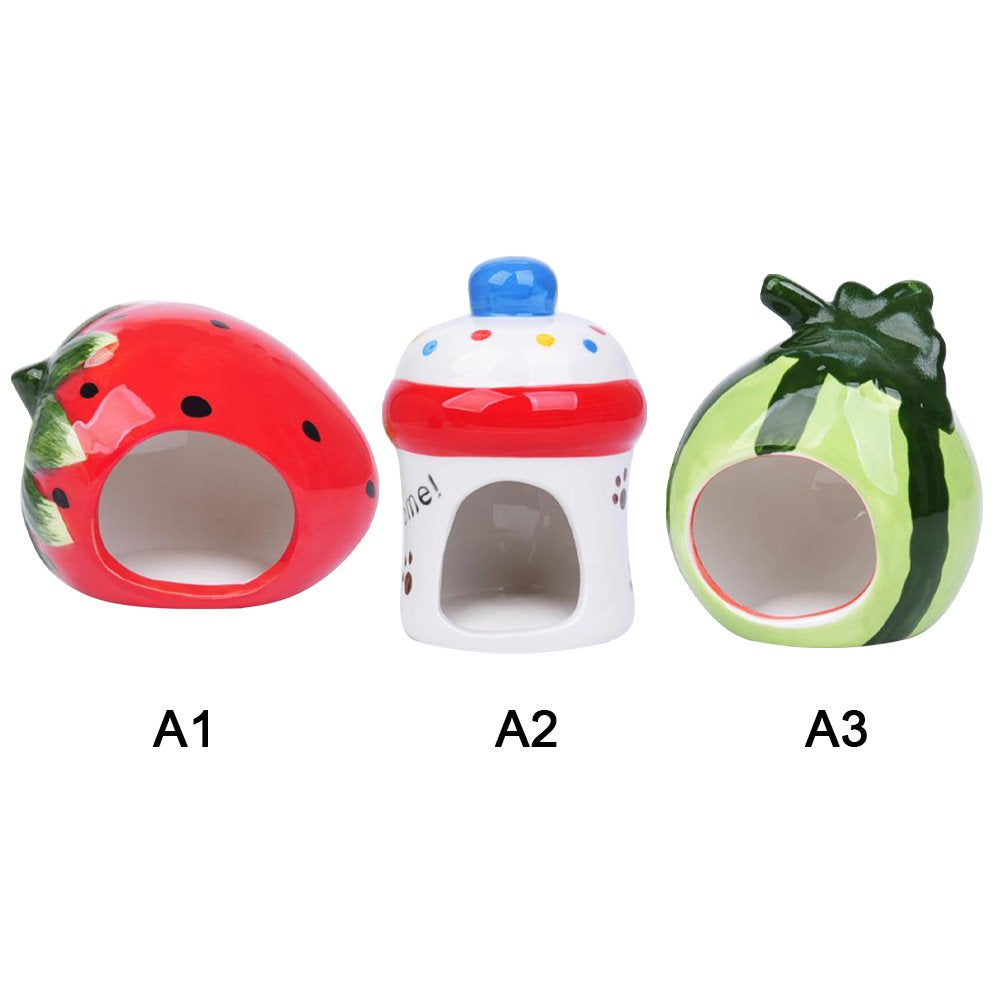 Ceramic Cartoon Strawberry Shape Hamster House Home Summer Cool Small Animal Pet Nesting Habitat Cage Accessories Animals & Pet Supplies > Pet Supplies > Small Animal Supplies > Small Animal Habitats & Cages GadgetVLot   