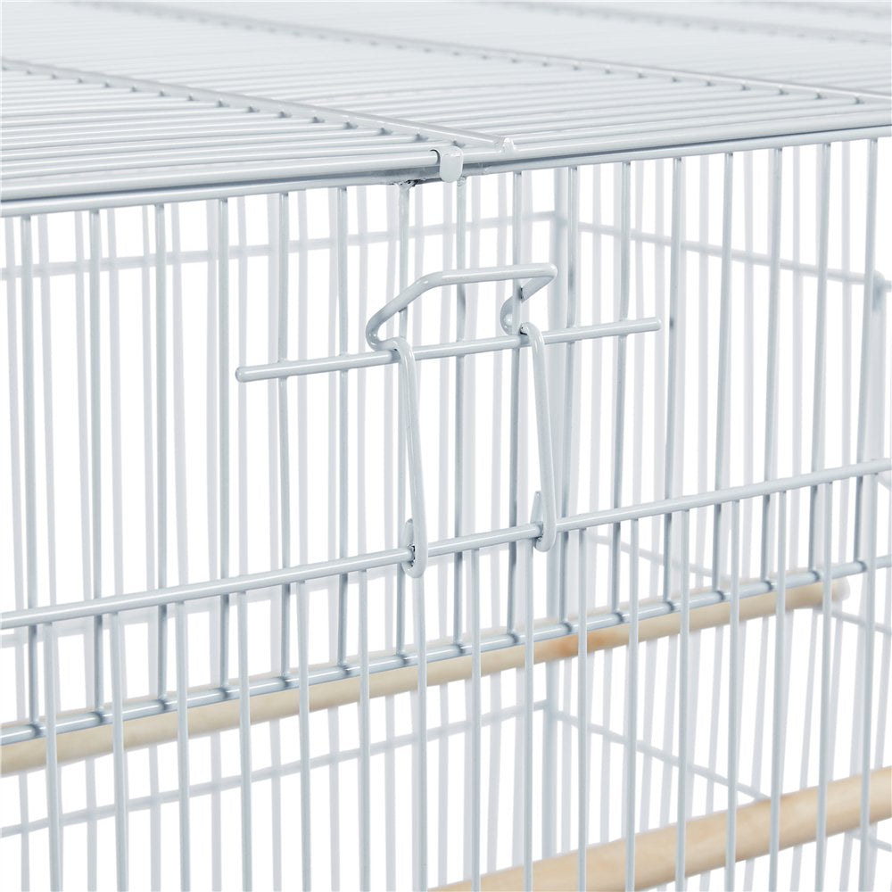 Easyfashion 47"H Rolling Stand Flight Bird Cage with Slide-Out Tray for Small Birds, White Animals & Pet Supplies > Pet Supplies > Bird Supplies > Bird Cages & Stands Easyfashion   