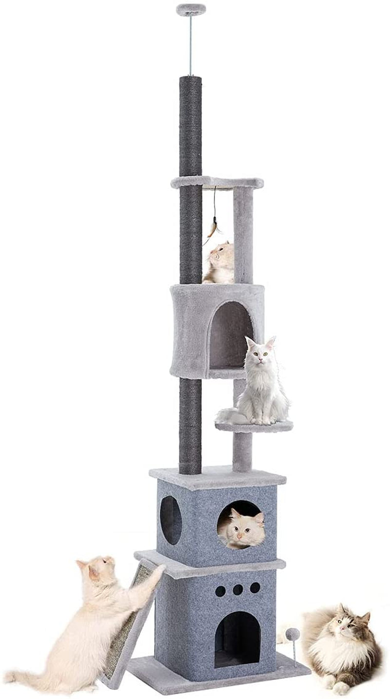 Erommy Multi-Level Cat Tree Cat Activity Towers Condo Furniture with Sisal-Covered Scratching Posts and Perches for Big Cats Pets House Play