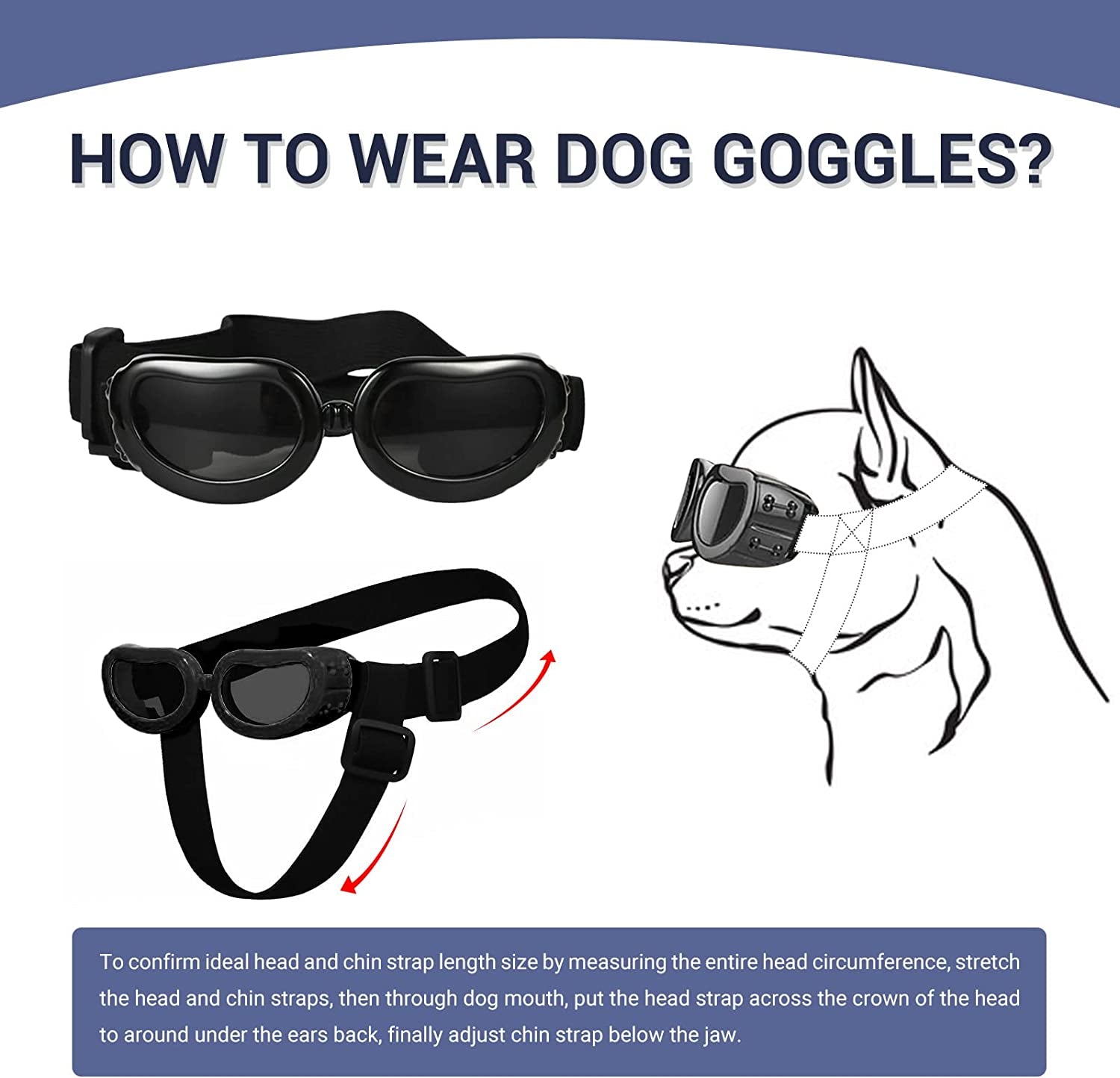 PETLESO Dog Goggles Small Breed, Dog Sunglasses Small Breed Eye Protectie Goggles for Small Dogs Outdoor Riding Driving, Black Animals & Pet Supplies > Pet Supplies > Dog Supplies > Dog Apparel PETLESO   