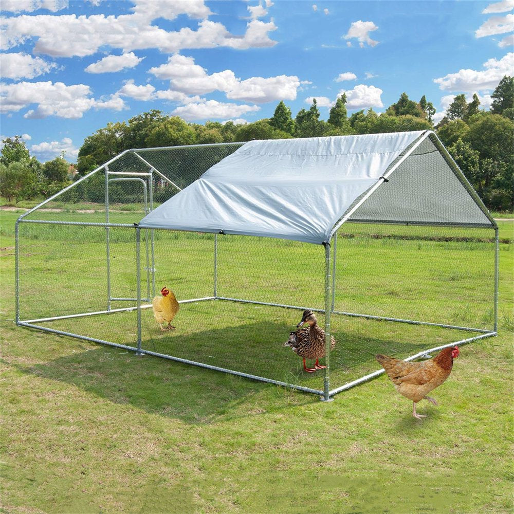 Aukfa Chicken Coop- 25 FT Large Outdoor Chicken Run- Heavy Duty Metal Frame- Flat Roofed Animals & Pet Supplies > Pet Supplies > Dog Supplies > Dog Kennels & Runs AUKFA 12.5'  