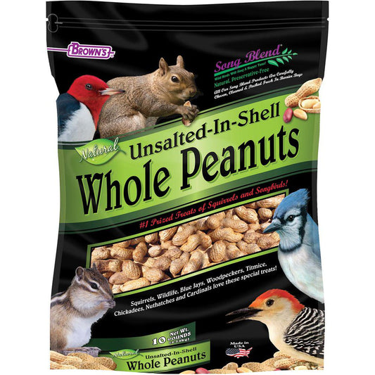 Brown'S Song Blend Unsalted In-Shell Whole Peanuts Bird Food, 10 Lb. Animals & Pet Supplies > Pet Supplies > Bird Supplies > Bird Food Browns   