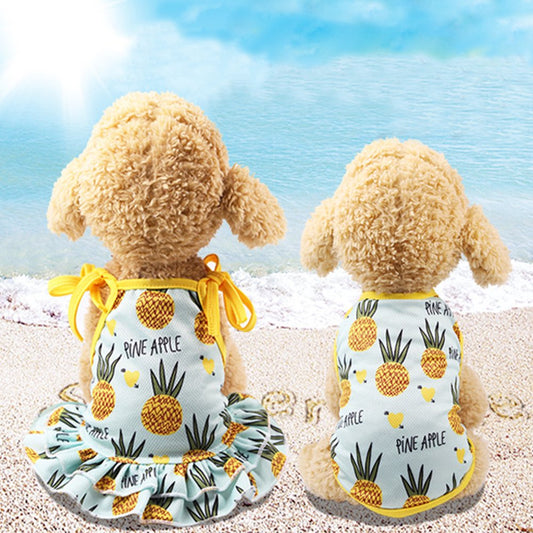 Shulemin Pineapple Pet Dog Cat Dress/Vest Summer Costume Apparel Couple Outfit,Xs Pet Dress
