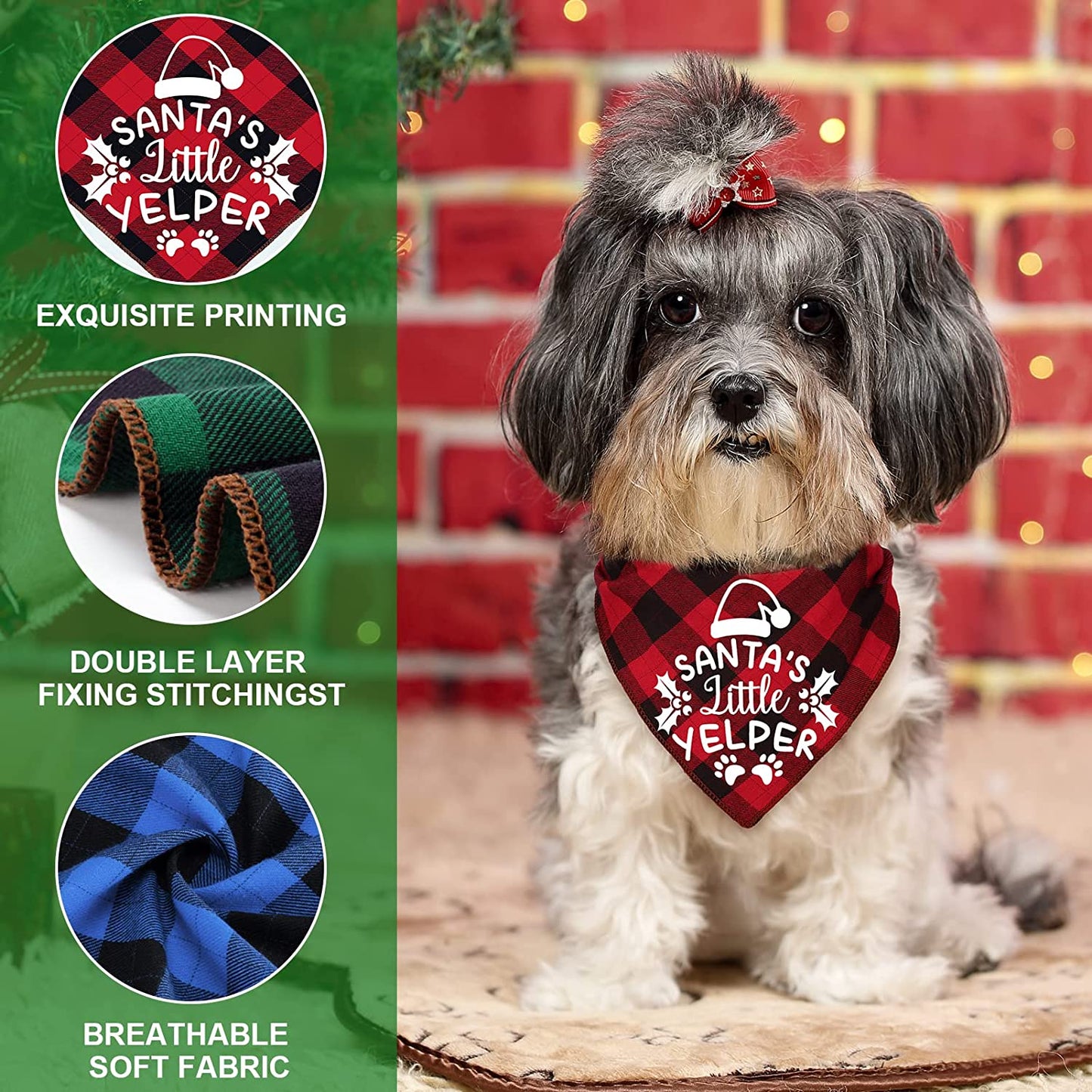 4 Pack Merry Christmas Xmas Dog Bandanas - Triangle Fall Christmas Xmas Dog Bandana Classic Plaid Pet Scarf Bibs Kerchief Gift Set Pet Holiday Accessories Decoration for Small to Large Puppy Dogs Cats Animals & Pet Supplies > Pet Supplies > Dog Supplies > Dog Apparel Remifa   