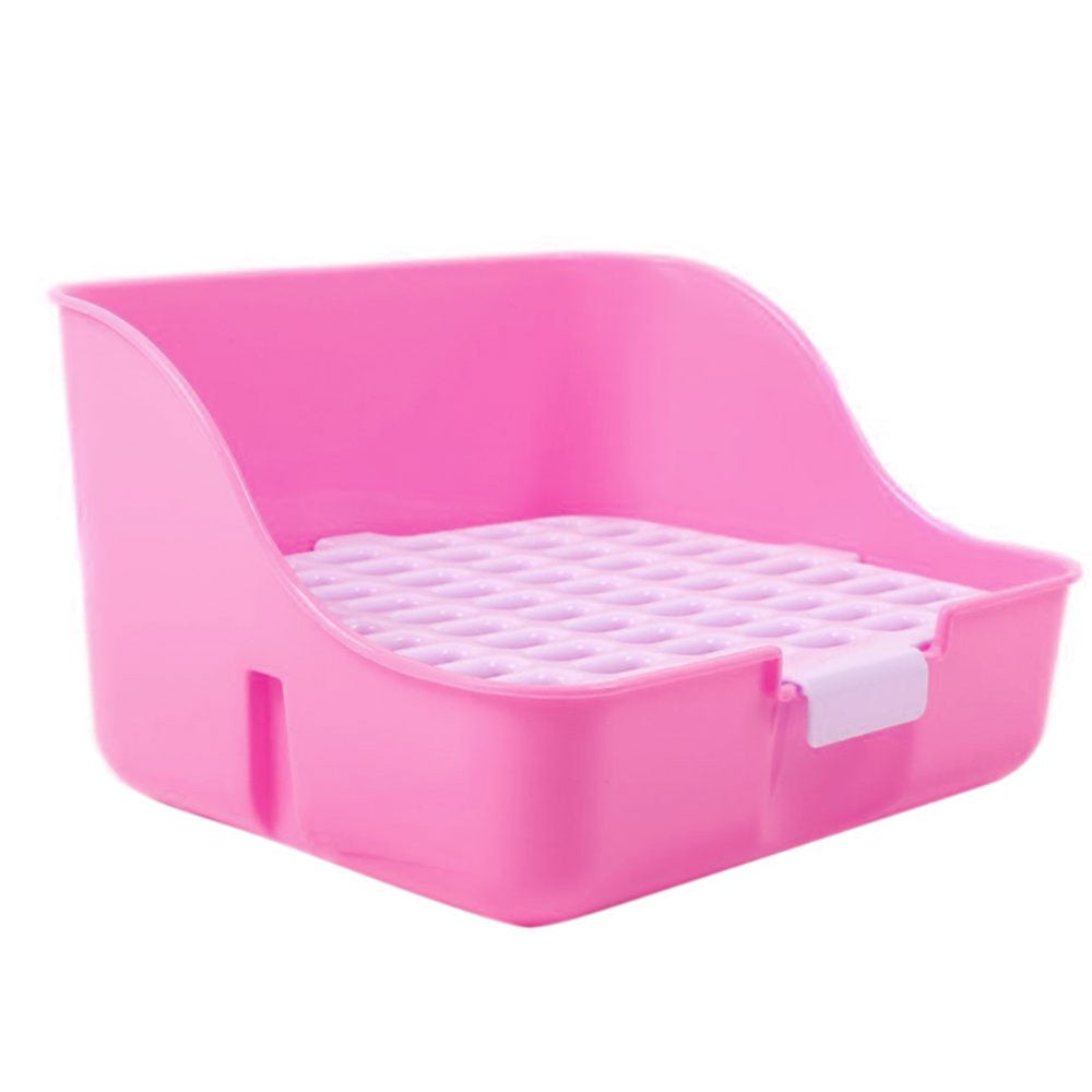 Walbest Small Animal Rabbit Litter Toilet, Plastic Square Cage Box Rat Potty Trainer Corner Grate Litter Bedding Box Pet Pan for Guinea Pigs, Chinchilla, Ferret, Galesaur, Bunny (Pink) Animals & Pet Supplies > Pet Supplies > Small Animal Supplies > Small Animal Bedding Walbest   