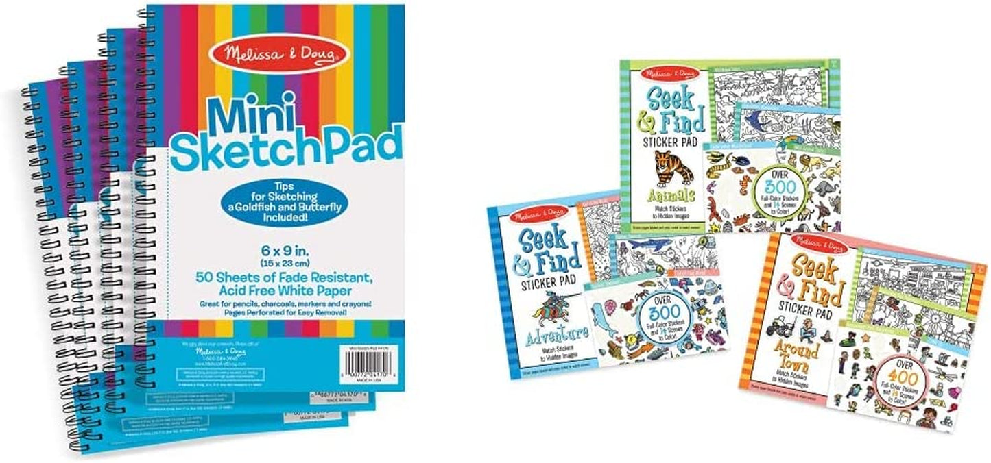 Melissa & Doug Mini-Sketch Spiral-Bound Pad (6 X 9 Inches) - 4-Pack - Sketch Book for Kids, Kids Drawing Paper, Drawing and Coloring Pads for Kids, Kids Art Supplies Animals & Pet Supplies > Pet Supplies > Dog Supplies > Dog Apparel Melissa and Doug Pad + Pad 3-Pack  