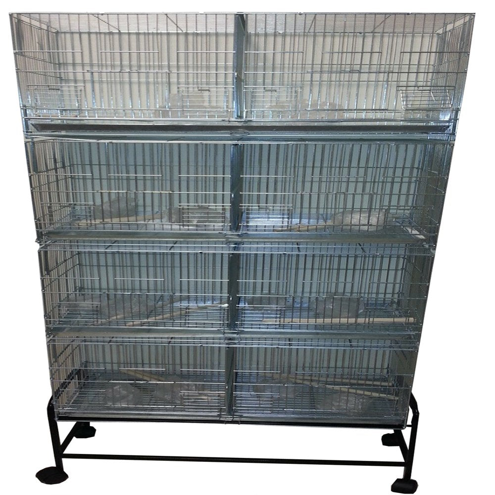 LARGE Combo-4 of Galvanized Zinc Plated Stack & Lock Double Breeding Breeder Flight Bird Cage Center Dividers Side Breeding Nest Doors with Rolling Stand Animals & Pet Supplies > Pet Supplies > Bird Supplies > Bird Cages & Stands Mcage   