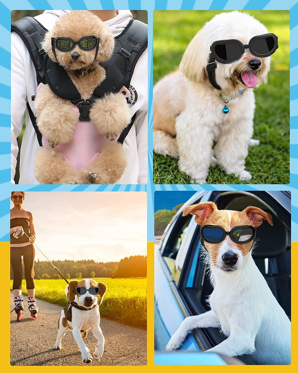 Lewondr Dog Sunglasses Small Breed Dogs Goggles UV Protection,Goggles for Small Dogs Eye Wear Protection with Adjustable Strap Windproof Anti-Fog Sunglasses for Small Dogs Doggy Doggie Glasses,Black Animals & Pet Supplies > Pet Supplies > Dog Supplies > Dog Apparel Lewondr   