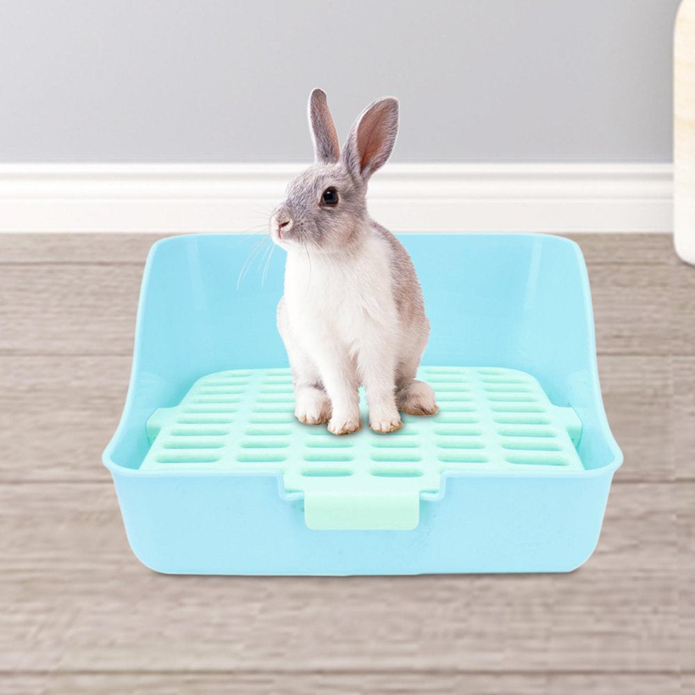 Small Animal Rabbit Litter Box Toilet Tray, Bedding Cage Cleaning Tool Pink 11X7.9X7.5In Animals & Pet Supplies > Pet Supplies > Small Animal Supplies > Small Animal Bedding perfeclan Blue 11x11x8in  