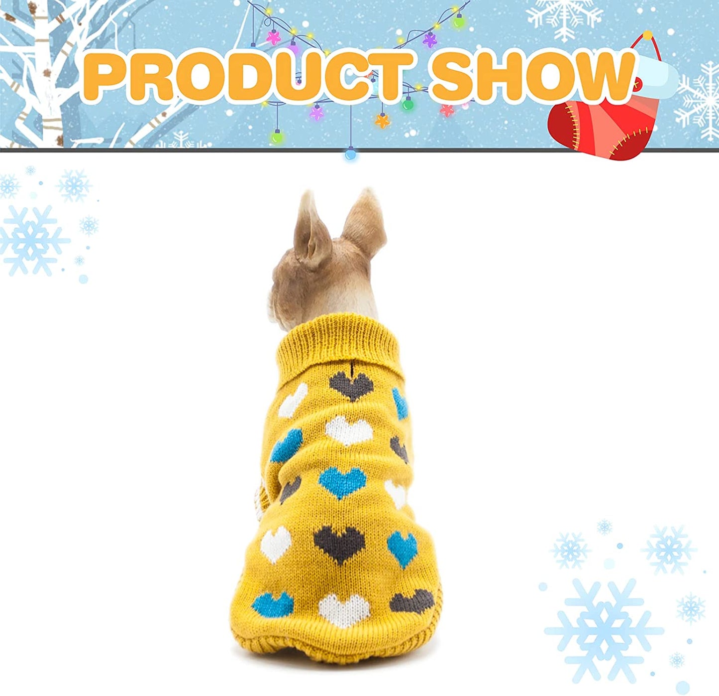 Cnarery Dog Sweater, Soft and Warm Dog Knitted Sweater with Leash Hole, Dog Winter Coat, Cold Weather Clothes for Small Medium Dogs Cat (Small, Yellow) Animals & Pet Supplies > Pet Supplies > Dog Supplies > Dog Apparel Cnarery   