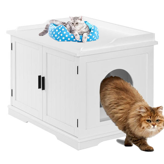 Cat Litter Box Enclosure Cabinet, Large Wooden Indoor Storage Bench Furniture for Living Room, Bedroom, Bathroom, Side Table W/Pet Mat Animals & Pet Supplies > Pet Supplies > Cat Supplies > Cat Furniture Kepeak   