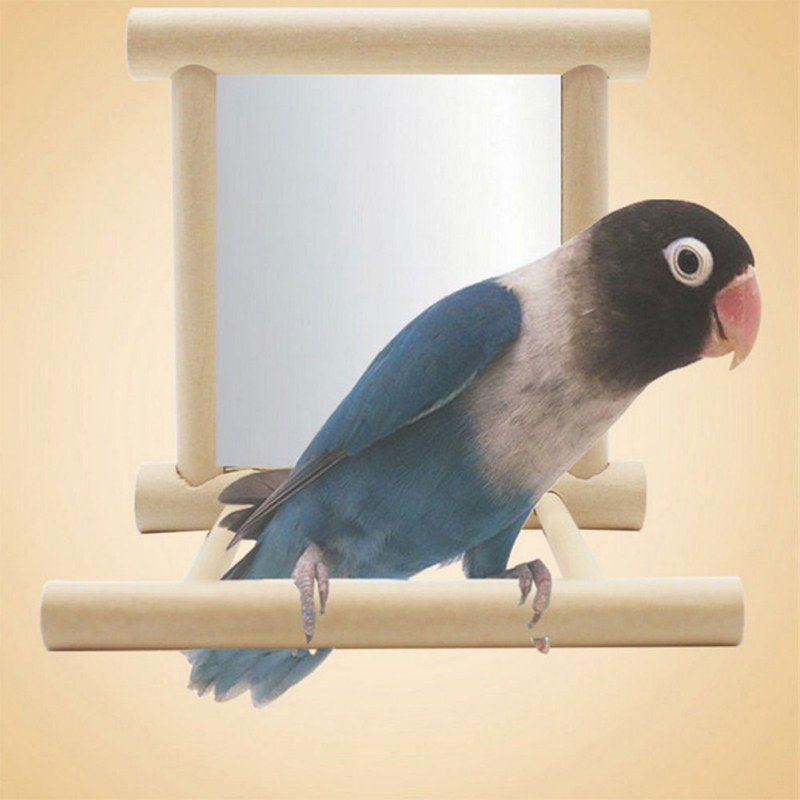 Funny Wooden Bird Toy Mirror Fun Toys for Parrots Cockatiel Small Birds Parrot Toys Pet Parrots Climb Accessories Animals & Pet Supplies > Pet Supplies > Bird Supplies > Bird Toys Ardorlove   