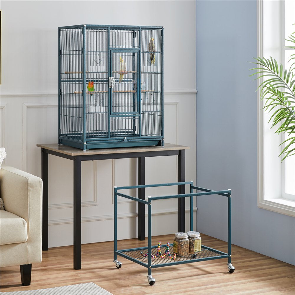 Topeakmart 54''H Large Rolling Metal Parrot Cage Bird Cage with Detachable Stand for Conures Parakeets Cockatiels, Navy Blue Animals & Pet Supplies > Pet Supplies > Bird Supplies > Bird Cages & Stands Topeakmart   