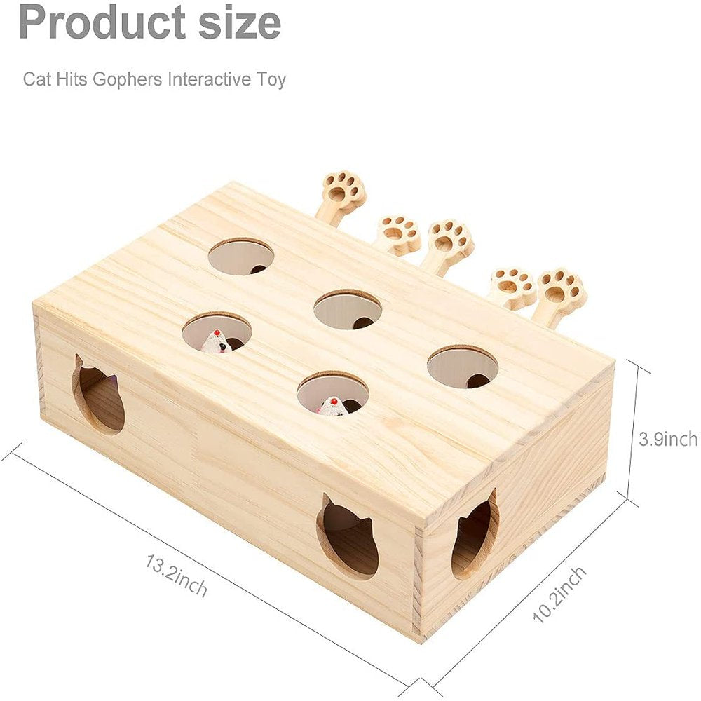 Mewoofun Cat Toys Interactive Whack a Mole Solid Wood Toys for Indoor Cats Kitten Catch Mice Game Animals & Pet Supplies > Pet Supplies > Cat Supplies > Cat Toys MewooFun   