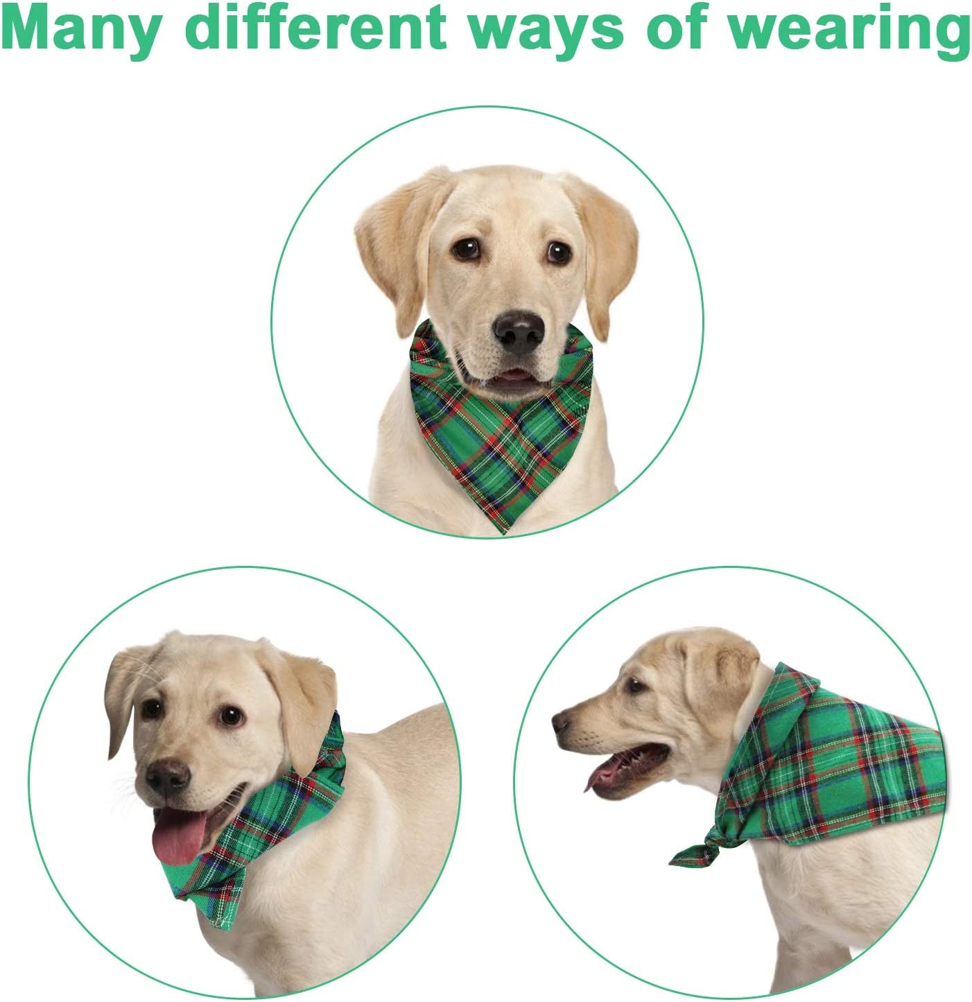 MJIYA Dog Bandana, Washable Reversible Kerchief Scarf, Bib with Adjustable Accessories for Small to Large Dog Puppy Cat, Gifts for Birthday, Easter, Christmas (Green & Red, L) Animals & Pet Supplies > Pet Supplies > Dog Supplies > Dog Apparel MJIYA   