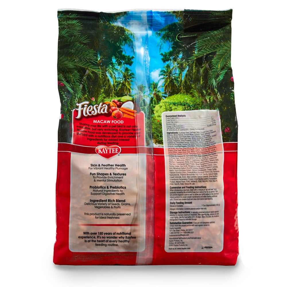 Kaytee Fiesta Macaw Bird Food 4.5 Lb, Fortified Gourmet Diet Animals & Pet Supplies > Pet Supplies > Bird Supplies > Bird Food Central Garden and Pet   