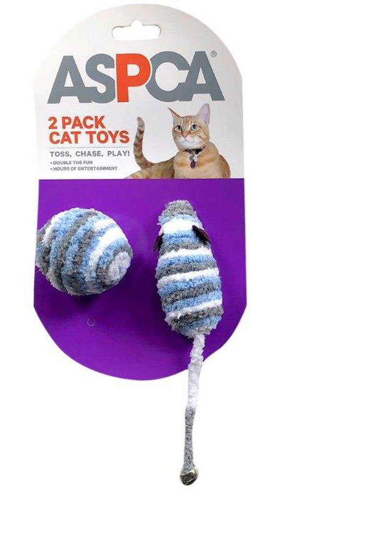 ASPCA Fuzzy Mice & Ball Cat Toys, 2-Pack, Tan