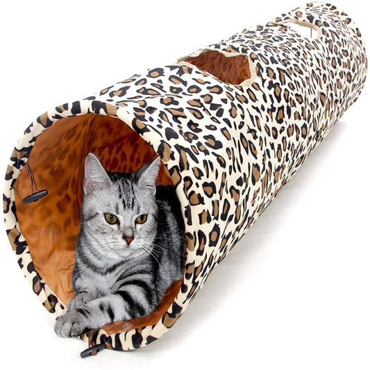 Carkira Cat Tunnel Toy Foldable Leopard Tunnel Pet Toy with Funny Cat Ball Animals & Pet Supplies > Pet Supplies > Cat Supplies > Cat Toys Carkira   