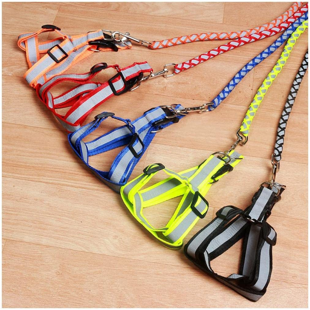 Safety Vest Reflective Dog Harness Leash Set Braided Traction round Rope Large Medium Small Dog Chain Night Out Running Vest Animals & Pet Supplies > Pet Supplies > Dog Supplies > Dog Apparel NOBRIM   