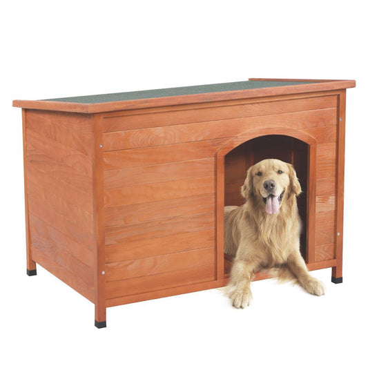 Ktaxon Outdoor Wooden Dog House Pet Shelter Large Dog Kennel Natural Wood Color