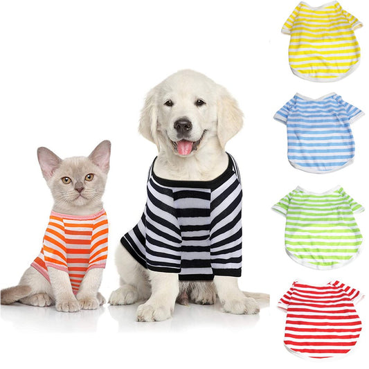 D-GROEE Dog Shirts Pet Clothes Striped Clothing, Puppy Vest T-Shirts for Cat Apparel, Doggy Breathable Cotton Shirts for Small Medium Large Dogs Kitten Boy and Girl Animals & Pet Supplies > Pet Supplies > Cat Supplies > Cat Apparel D-GROEE M Black 