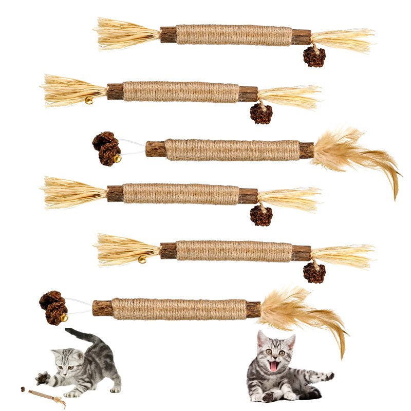 Stmelody 6 Pack Cat Toys Natural Silvervine Sticks, Catmint Silvervine Blend Sticks, Catnip Cat Chew Toys for Kittens Teeth Cleaning Aggressive Chewers Cat Dental Toy Animals & Pet Supplies > Pet Supplies > Cat Supplies > Cat Toys StMelody   