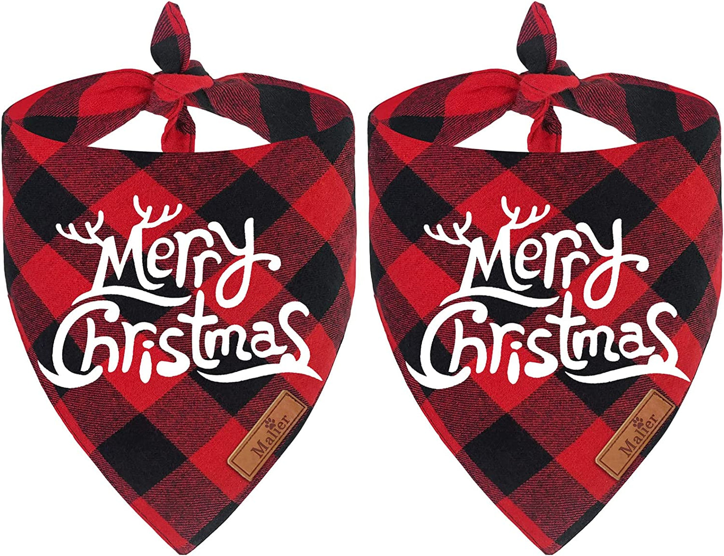 Malier 2 Pack Dog Bandana Christmas Classic Buffalo Plaid Pets Scarf Triangle Bibs Kerchief Set Pet Costume Accessories Decoration for Small Medium Large Dogs Cats Pets (Large) Animals & Pet Supplies > Pet Supplies > Dog Supplies > Dog Apparel Malier Red and Red X-Large 