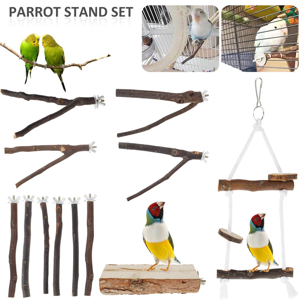 Harupink Parrot Bird Perches Natural Wood Bird Standing Stick Parrot Perch Stand Platform Wooden Exercise Climbing Paw Grinding Toy Birdcage Accessories for Parakeet Parrot Budgie Lovebirds Animals & Pet Supplies > Pet Supplies > Bird Supplies > Bird Cage Accessories Harupink 10 PCS  