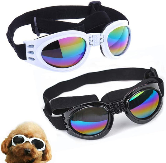 NA/ 2 Pcs Dog Goggles, Adjustable Strap Dog Goggles Eye Wear Protection for Travel Skiing, UV Protection Waterproof Sunglasses for Dog (Black, White) Animals & Pet Supplies > Pet Supplies > Dog Supplies > Dog Apparel PINTOU   