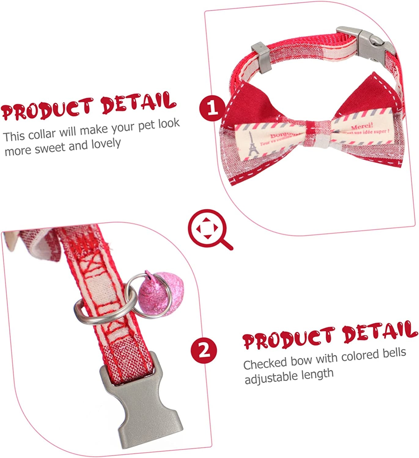 BCOATH Pet Bow Small Puppy Collar Small Cat Collar Adjustable Cat Collar Adjustable Pet Collar Bow Tie Dog Collars Delicate Kitten Collar Dog Collar Adjustable Pet Collar Red Necklace Animals & Pet Supplies > Pet Supplies > Dog Supplies > Dog Apparel BCOATH   