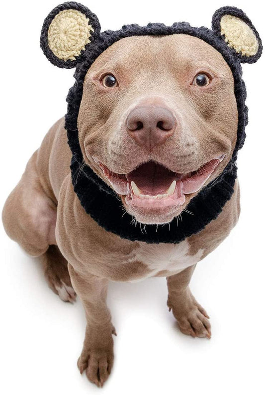 Zoo Snoods Black Bear Costume for Dogs, Large - Warm No Flap Ear Wrap Hood for Pets, Dog Outfit for Winters, Halloween, Christmas & New Year, Soft Yarn Ear Covers Animals & Pet Supplies > Pet Supplies > Dog Supplies > Dog Apparel Zoo Snoods Black Large 