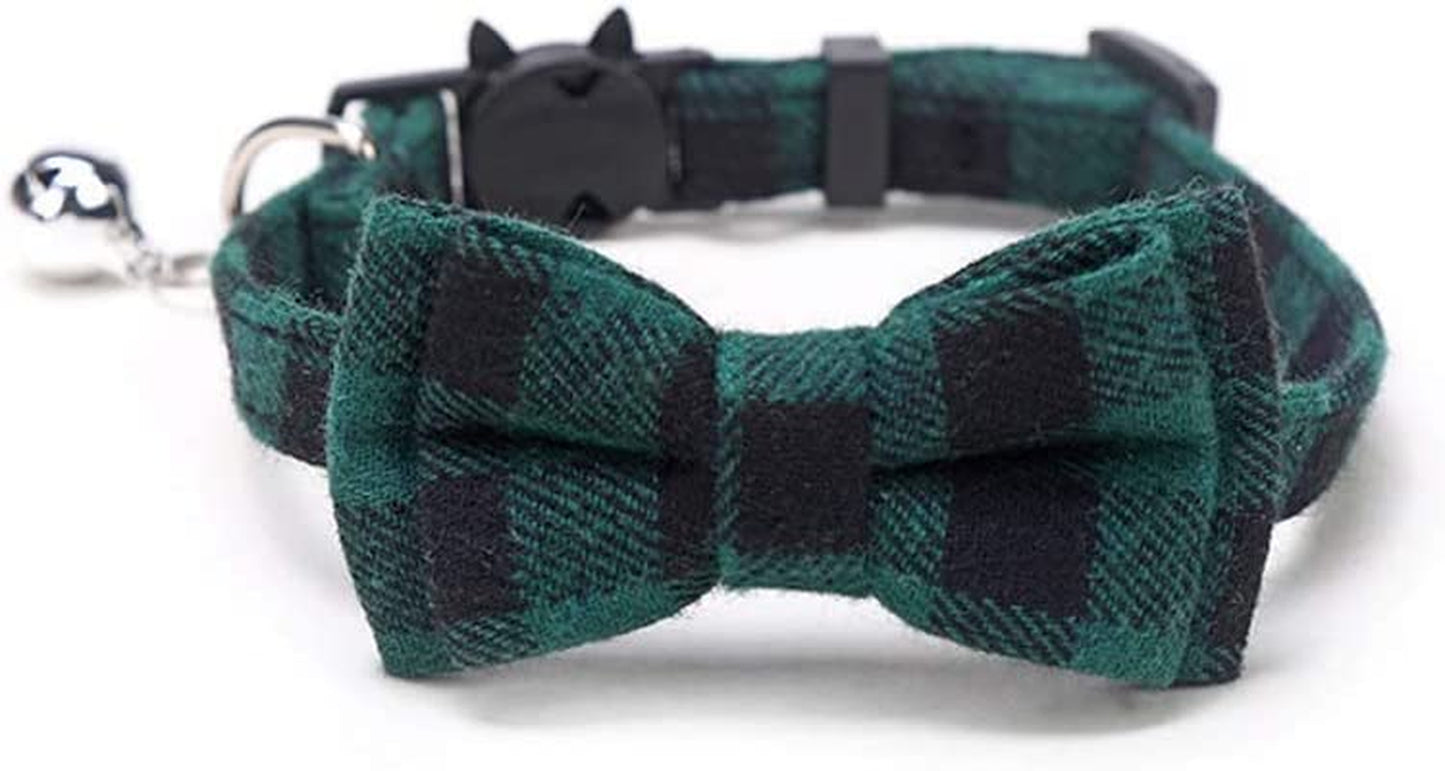 Colorful Plaid Small Dogs Collars Cat Necklaces, Pet Collars Dog Accessories Striped Bowknot Cat Collars(Orange) Animals & Pet Supplies > Pet Supplies > Dog Supplies > Dog Apparel QUNJUN Green,Multicolor  