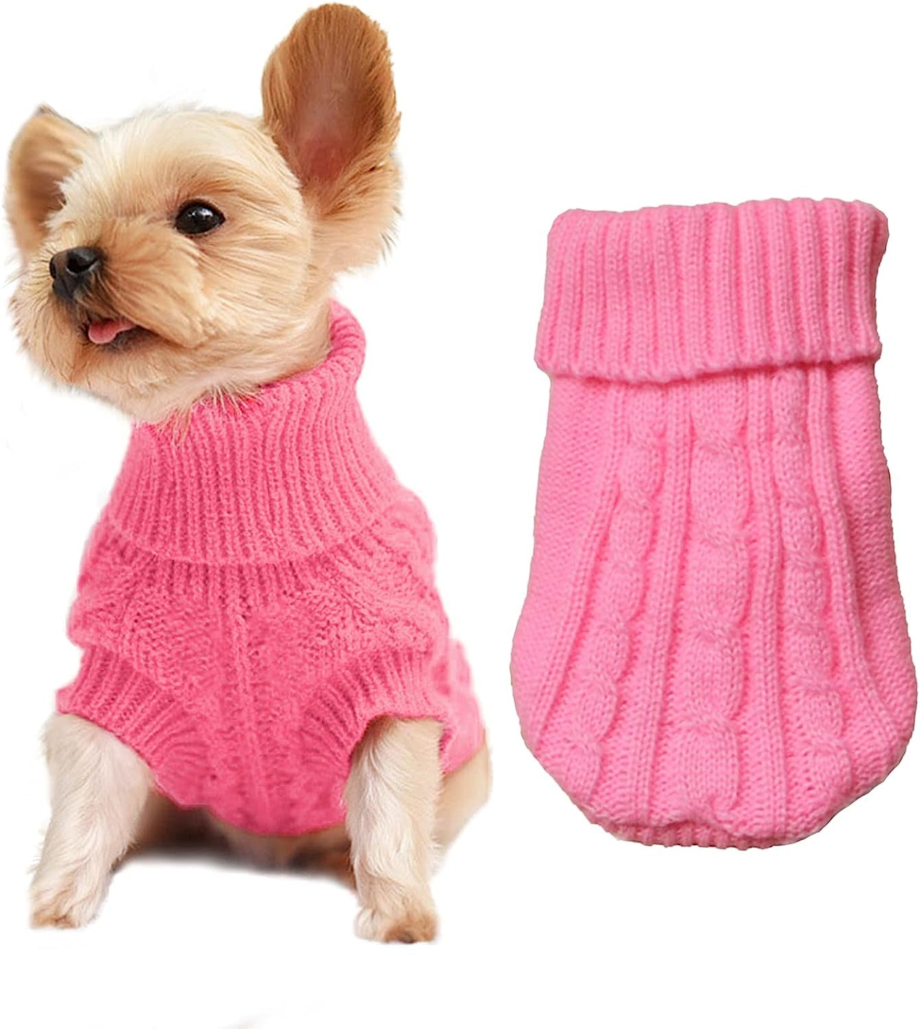 Dog Sweaters for Small Dogs, Pet Sweaters Classic Knitwear Winter Girl Boys Dog Clothes Chihuahua Coat Warm Puppy Costume Clothing Cute Doggie Sweater Apparel for Yorkie Christmas Animals & Pet Supplies > Pet Supplies > Dog Supplies > Dog Apparel SVVOOD Pink XXL (8-15lb) Chest 17in, Back 13in 