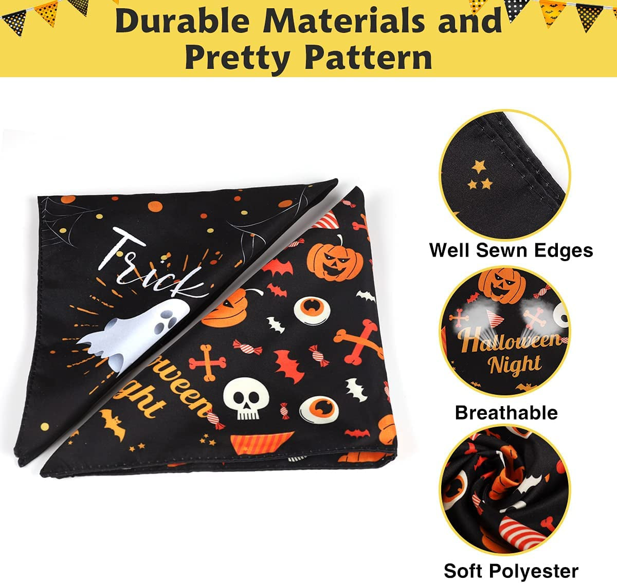 Kytely 2 Pack Halloween Costumes Dog Bandanas Double Sided Pumpkin Halloween Bandanas/Outfits for Dogs Cats Pet Reversible Triangle Pet Bandanas Scarf Bibs Accessories Animals & Pet Supplies > Pet Supplies > Dog Supplies > Dog Apparel Kytely   