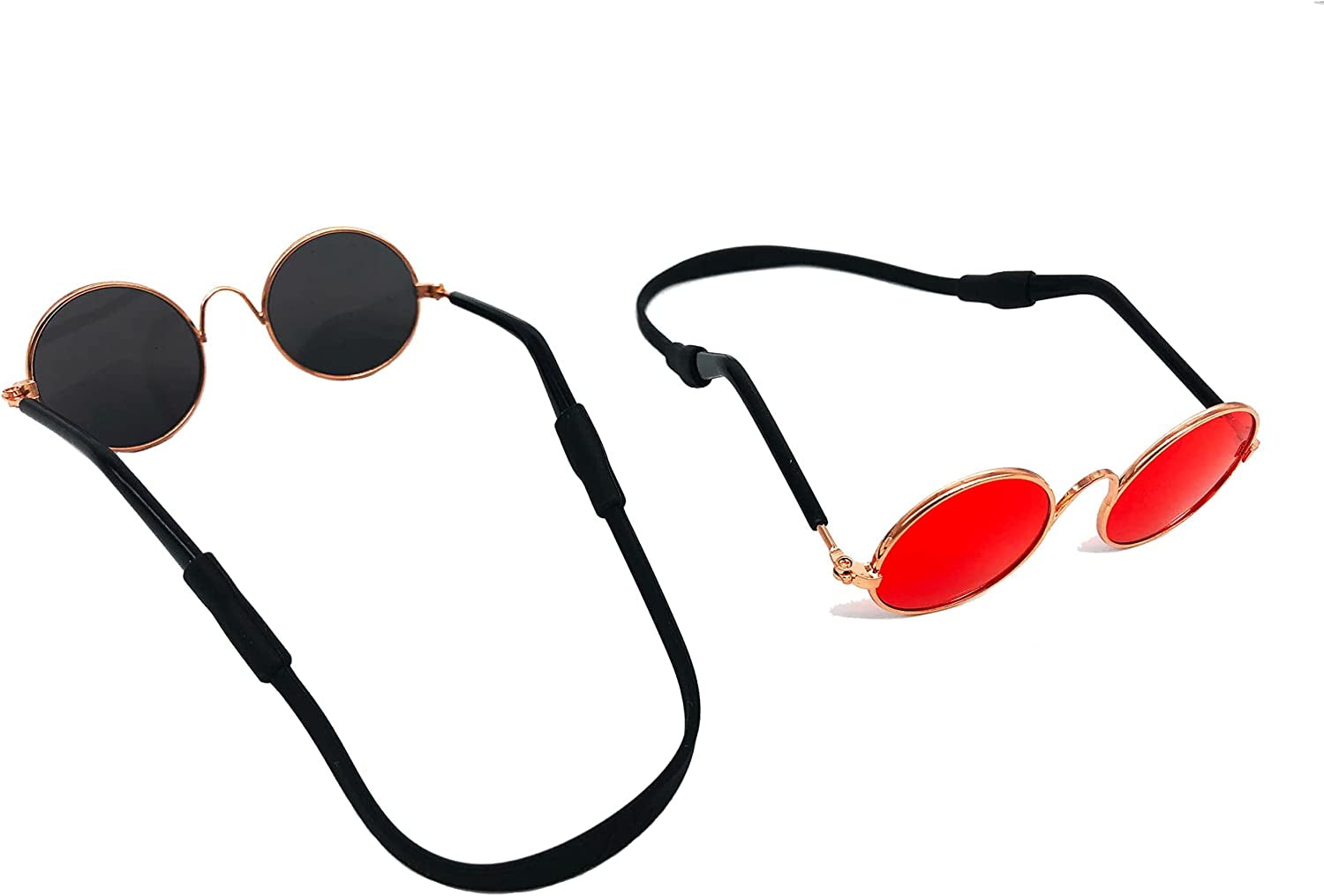 2Pcs Random Color Small Cat Kitten Glasses Pet Glasses Dog Sunglasses Pet Supplies Kittens Pet Sunglasses 3 Cm/1.1 Inch Cosplay Costume Photos Props Animals & Pet Supplies > Pet Supplies > Dog Supplies > Dog Apparel IVYRISE Kitten glasses Black+Red  