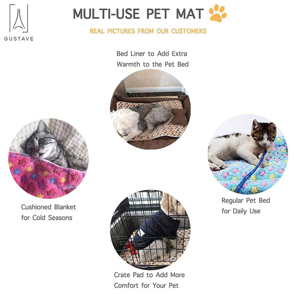 Gustavedesign Large Dog Pet Sleep Mat Soft Warm Reversible Fleece Crate Bed Mat Kennel Pad Cage Cushion for Large Small Medium Dog Cat "Yellow, S" Animals & Pet Supplies > Pet Supplies > Cat Supplies > Cat Beds Gustave   