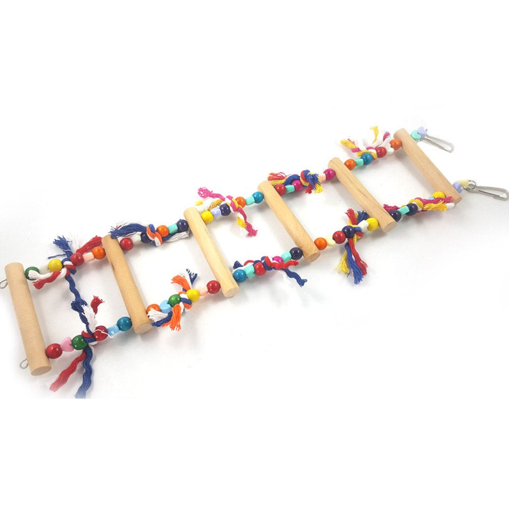 SPRING PARK Parrot Hanging Ladder Toys, Bird Nature Wood Chewing Playthings Parakeets Conures Hanging Swinging Standing Perch Cage Accessory Animals & Pet Supplies > Pet Supplies > Bird Supplies > Bird Ladders & Perches SPRING PARK   