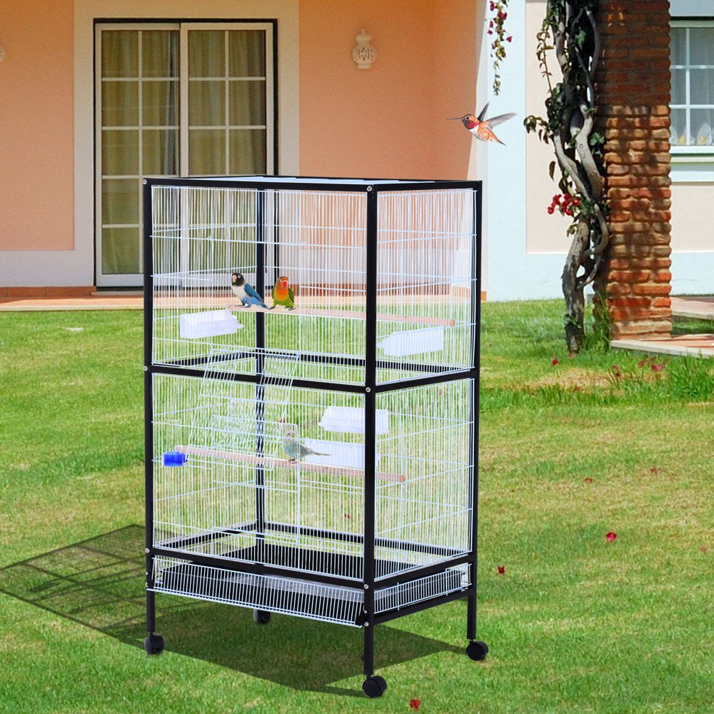 Pawhut 54" Extra Large Portable Rolling Iron Aviary Flight Bird Cage and Accessories Animals & Pet Supplies > Pet Supplies > Bird Supplies > Bird Cage Accessories Aosom LLC   