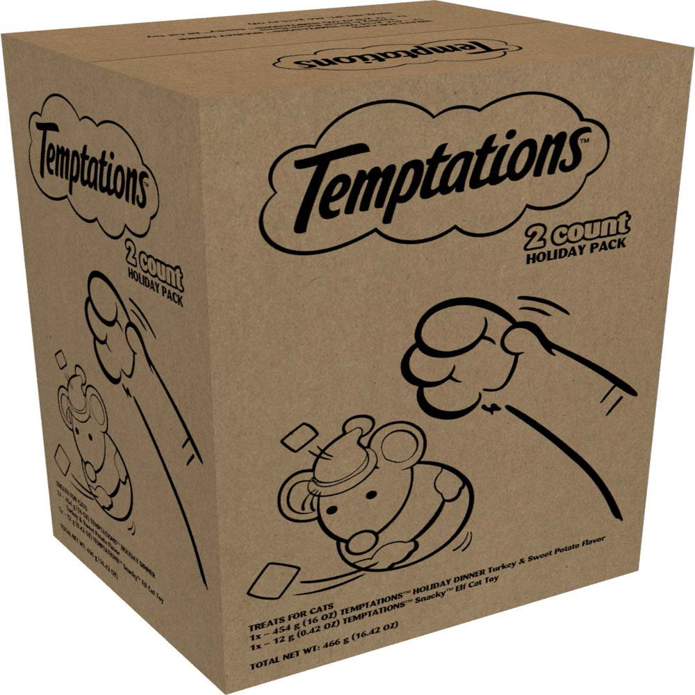 TEMPTATIONS Holiday Dinner & Snacky Elf Soft & Crunchy Adult Treats for Cats, 16 Oz Box Animals & Pet Supplies > Pet Supplies > Cat Supplies > Cat Treats Mars Petcare   