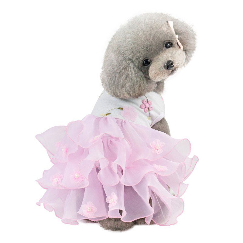 Dog Dress, 2Pcs Fashion Pet Spring Dresses Apparel Clothes, Puppy Shirts Vest Skirt for Small Dogs and Cats in Wedding Holiday Animals & Pet Supplies > Pet Supplies > Cat Supplies > Cat Apparel FYCONE   